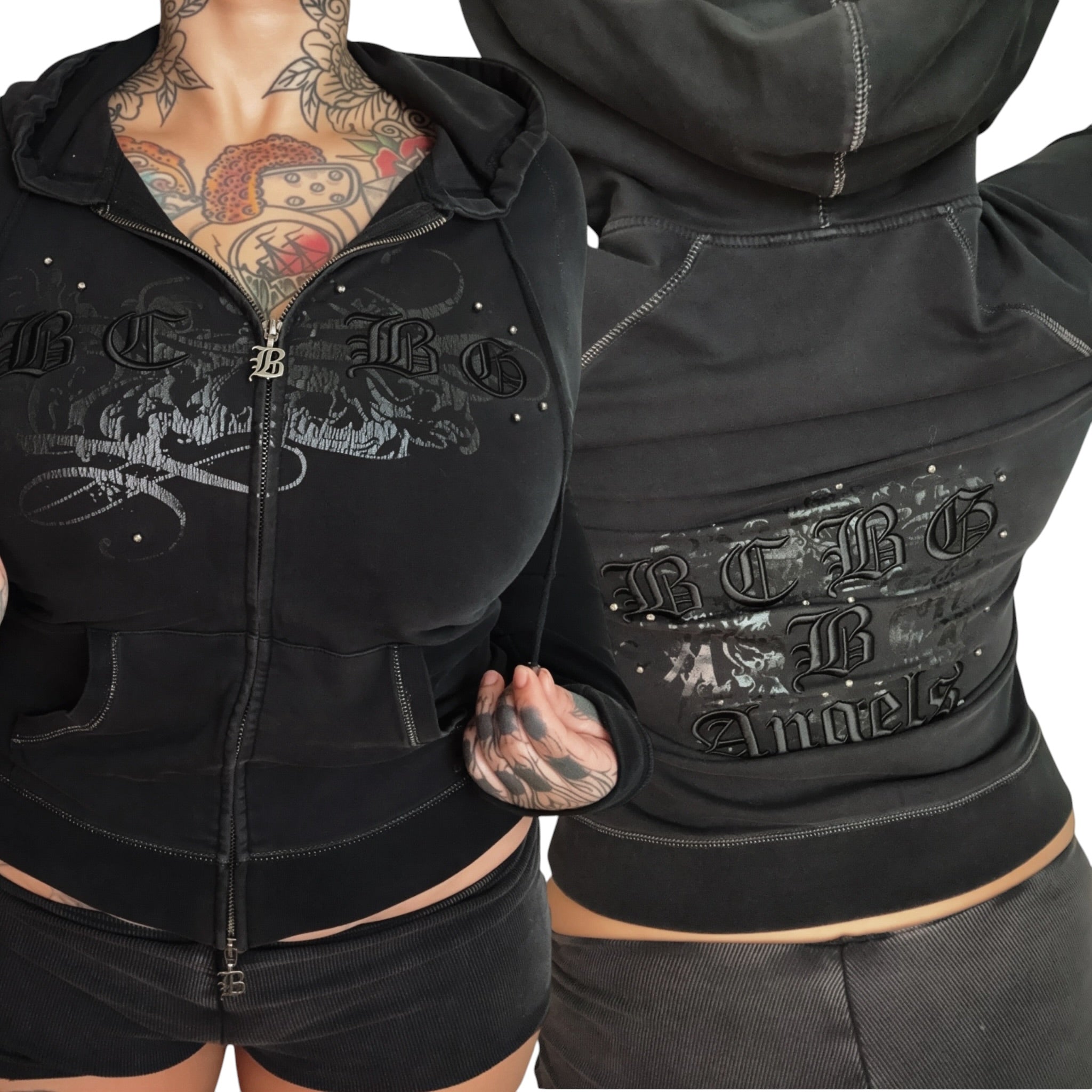 BCBG ANGELS zip up grunge hoodie (L)