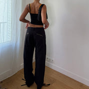 Vintage Black Cargo Parachute Pants (M)