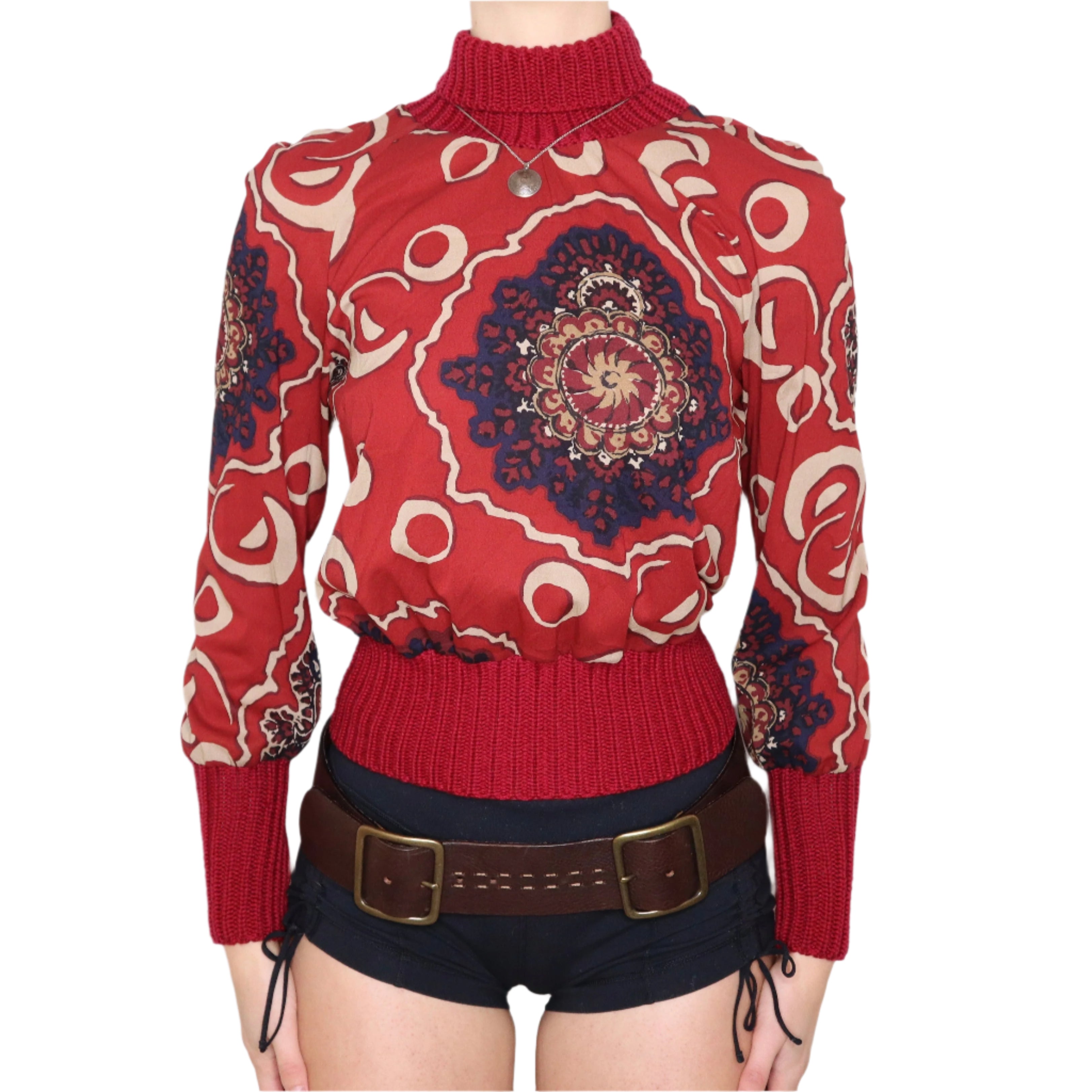 Y2K ETRO Funky Silk Turtleneck (S/M)