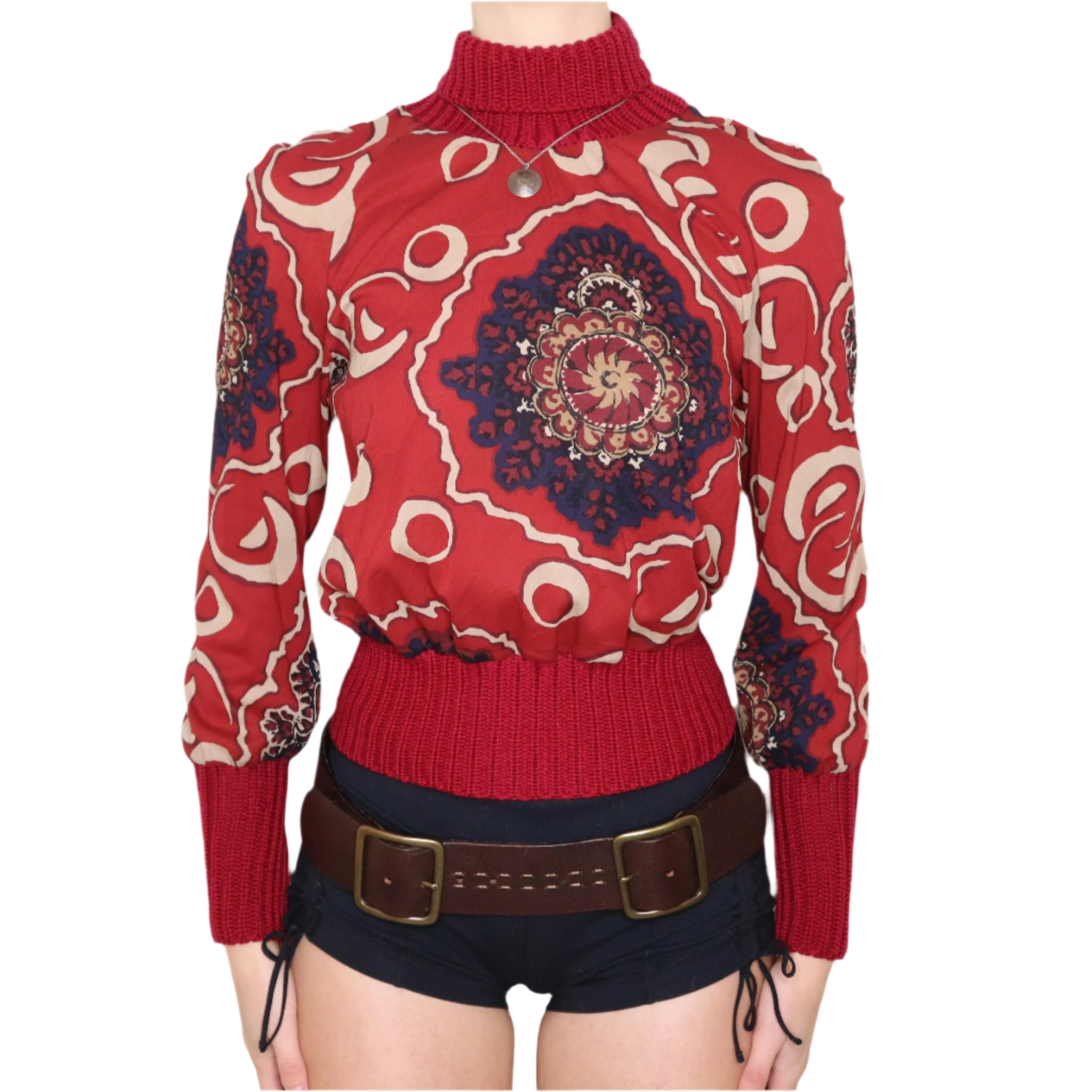 Y2K ETRO Funky Silk Turtleneck (S/M)