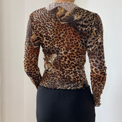 Vintage French Mesh Cheetah Print Cardigan (S)