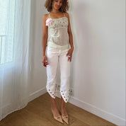 Vintage White Cotton Capri Pants (S)