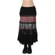 Y2K Italian Dark Boho Tiered Maxi Skirt (S)