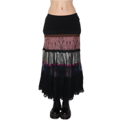 Y2K Italian Dark Boho Tiered Maxi Skirt (S)