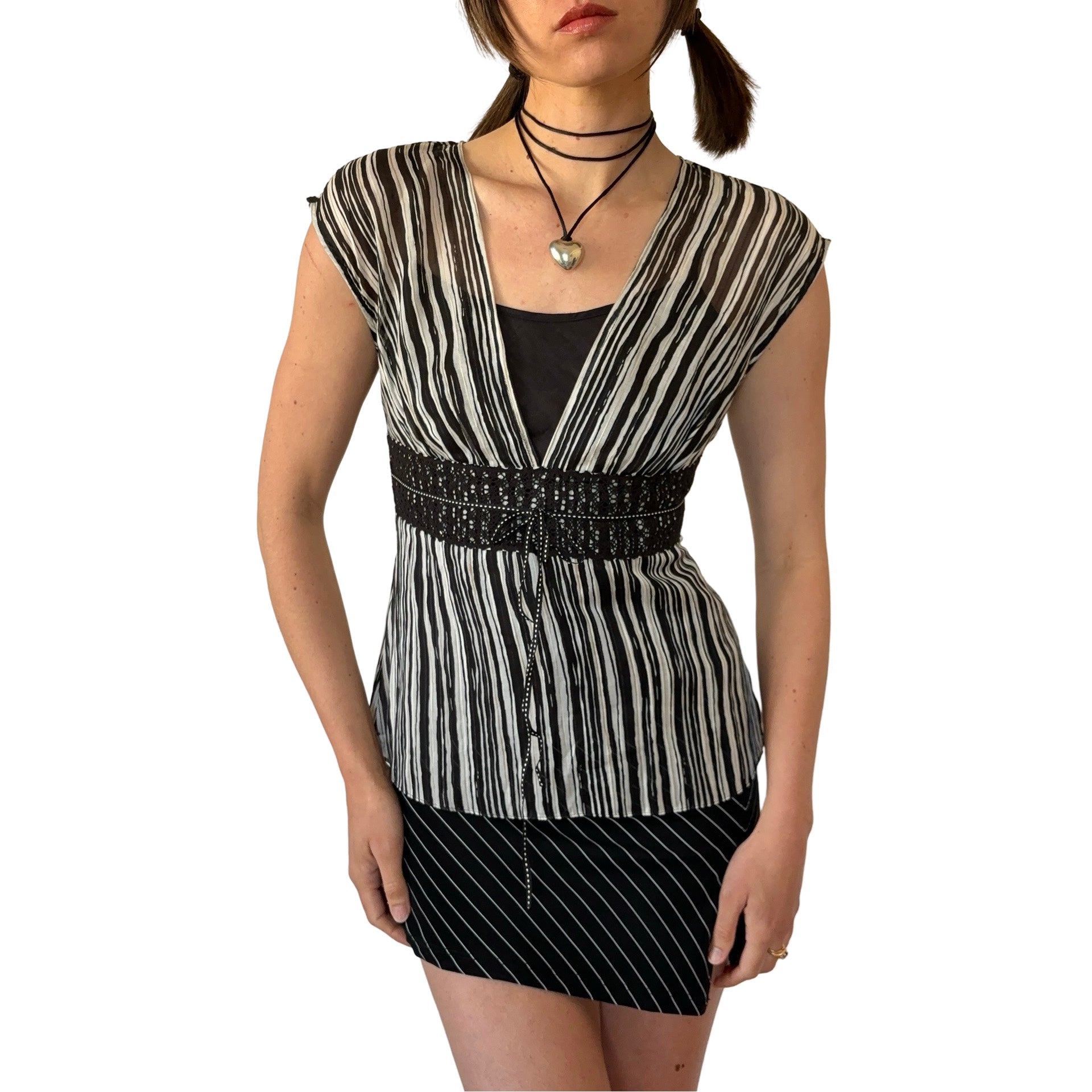 2000s Silk Blend Striped Blouse (S)
