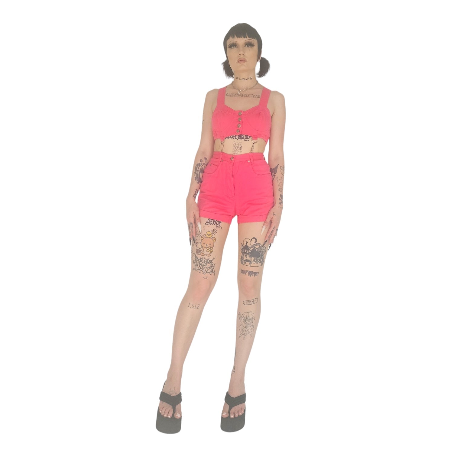 Vintage Cutout Short Overalls (XS)