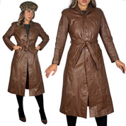1970s Brown Leather Trench Coat (S/M)