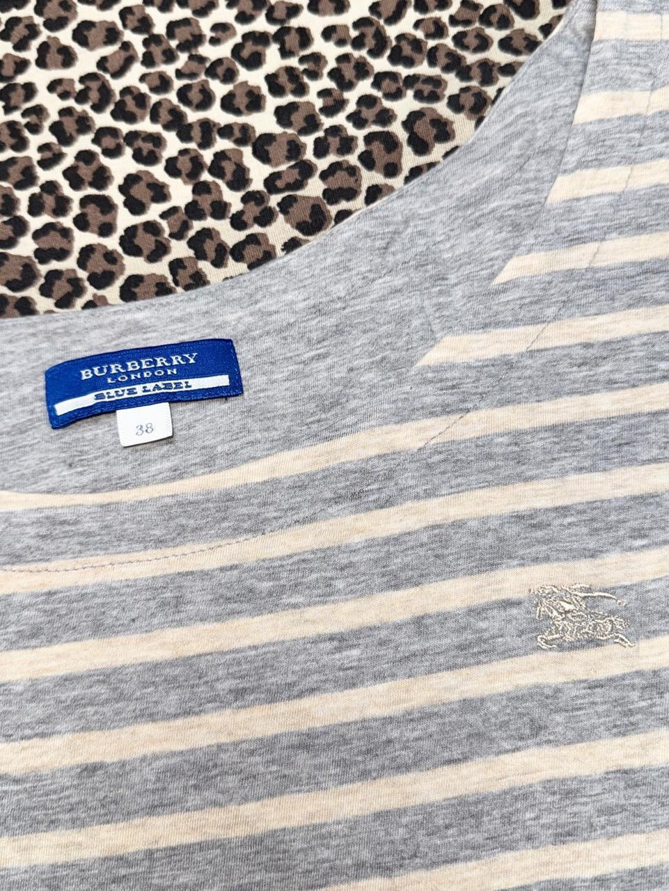 Burberry Blue Label Grey & Cream Dolman Sleeve Top (one size)
