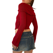 Y2K Crimson Off Shoulder Knit (XS)