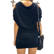 Black Subversive Avant Garde Jersey Mini Dress (S)