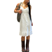 European Vintage Lace Cotton Milkmaid Summer Dress