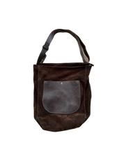 Vintage Brown Suede Leather Slouch Large Shoulder Bag