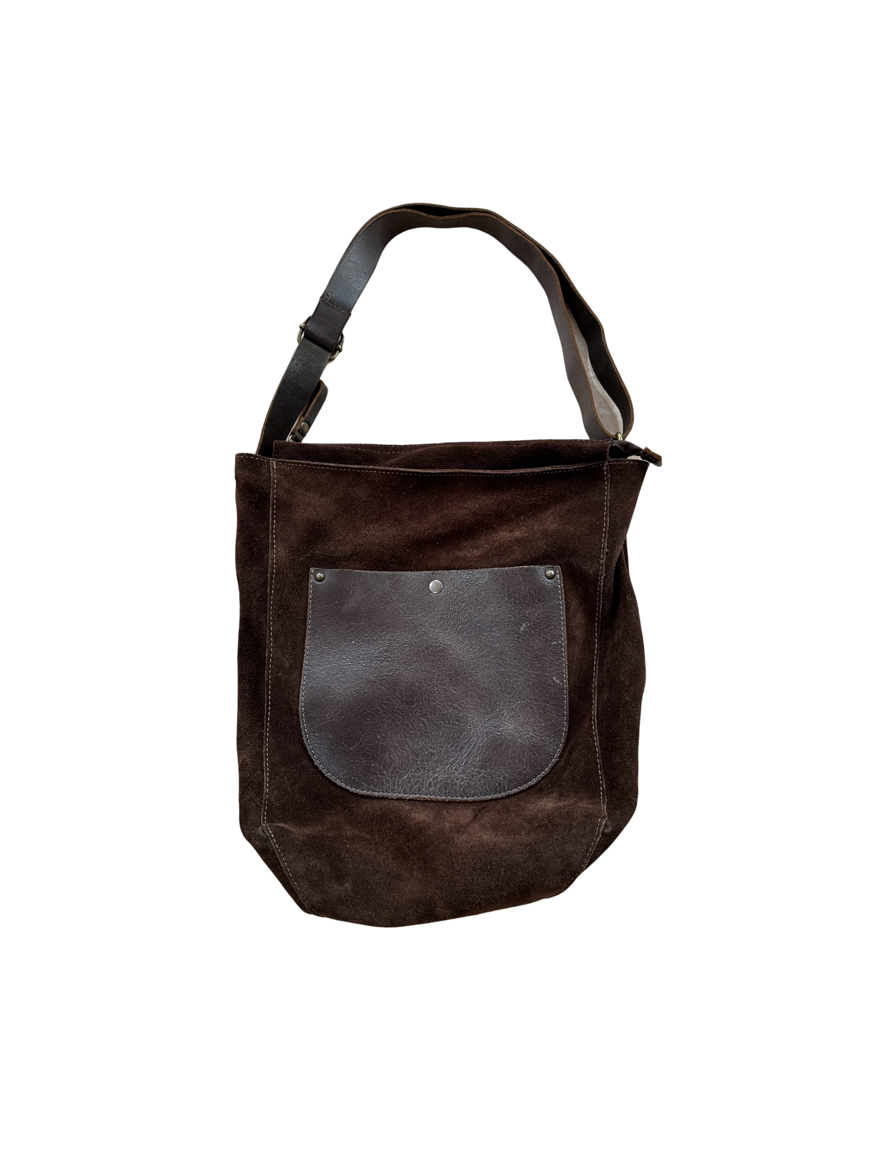 Vintage Brown Suede Leather Slouch Large Shoulder Bag