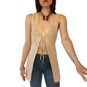 2000s Tie Front Crochet Top (XS)