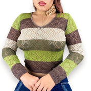 2000s Earth Tones Pointelle Sweater (M)