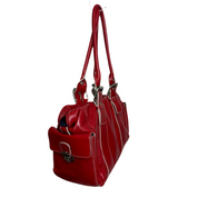 Vintage Red Leather Oversized Shoulder Bag