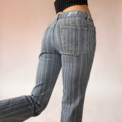 Y2K Stripy Blue Jeans (S)