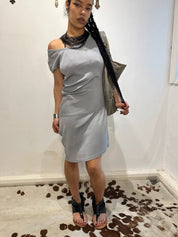 Vintage Avant Garde Asymmetrical Stretch Jersey Dress (M)