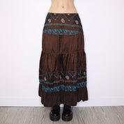 Y2K Italian Boho Brown Maxi Skirt (S/M)