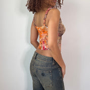 Vintage Abstract Print Mesh Cami by Roberta Scarpa (S) ⠀