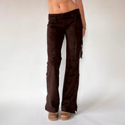 Y2K Chocolate Brown Belted Flares (S)