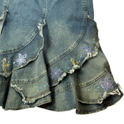 Vintage Detailed Flared Denim Skirt (XS/S)