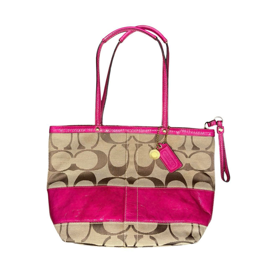 Coach Hot Pink Stripe Signature Logo Bag