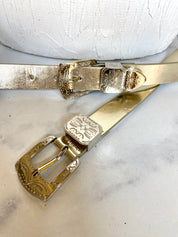 Double buckle gold belt