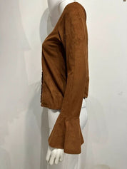 Vintage Lace up 70s Ruffle Blouse (S)