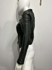 Vintage Zipper Moto Fitted Biker Jacket (XS/S)