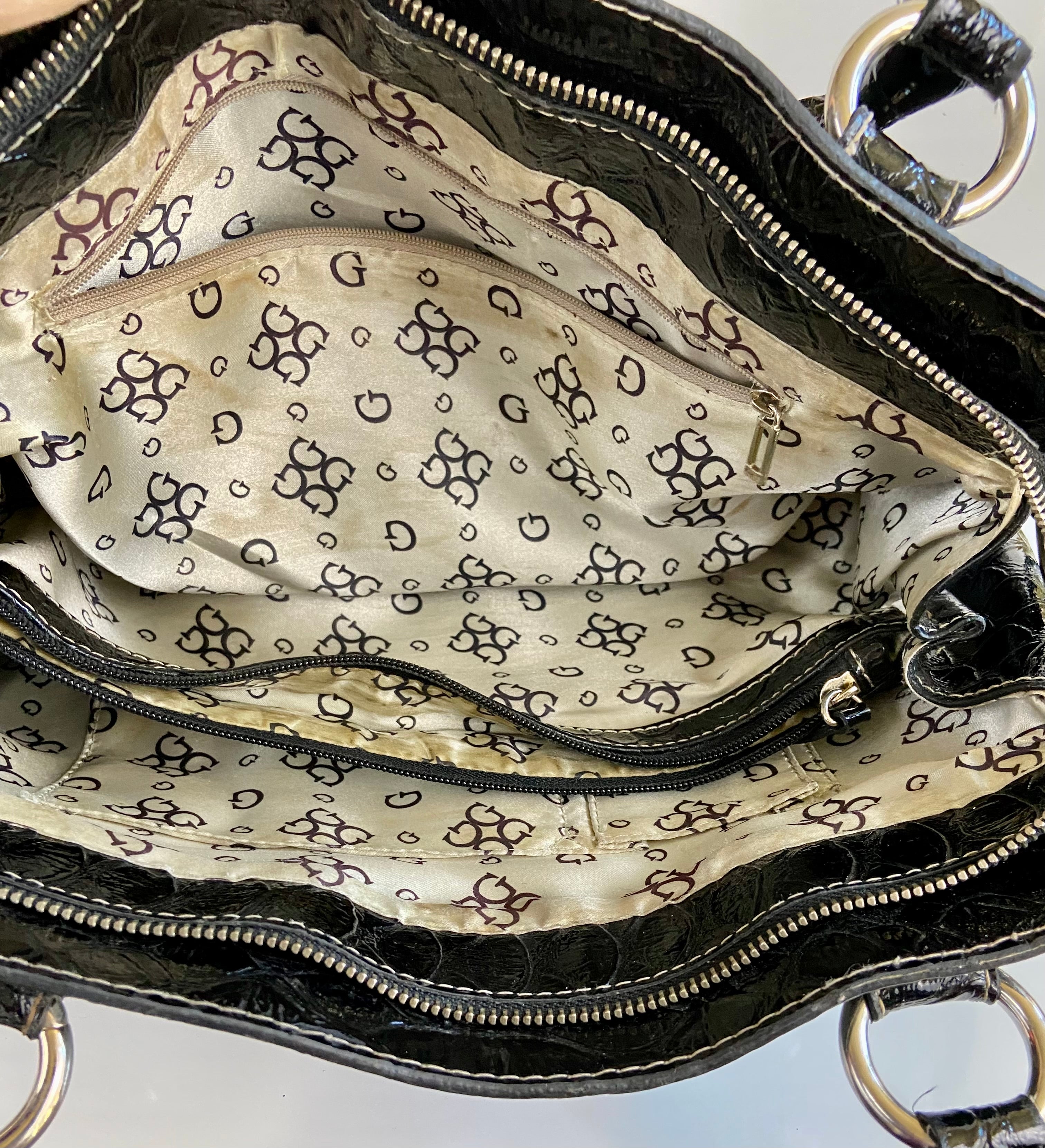 GUESS Y2K Black Crocodile Print Purse
