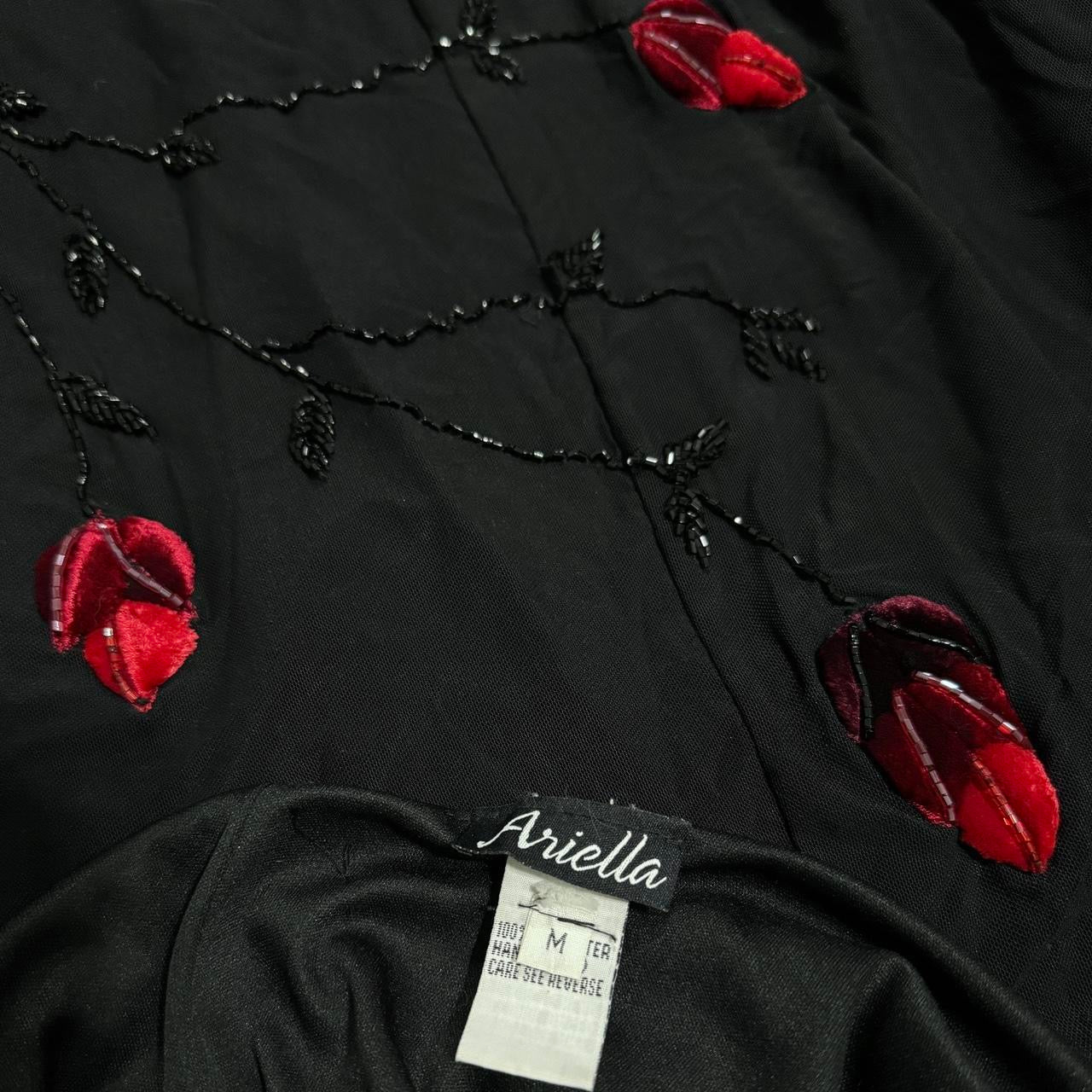 90s Beaded Floral Mesh Gown (M)