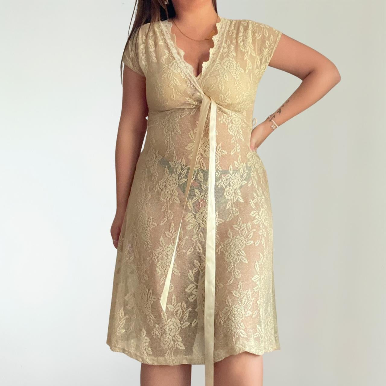 Vintage Shimmer Lace Dress (M)