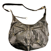 Tint black leather shoulder bag