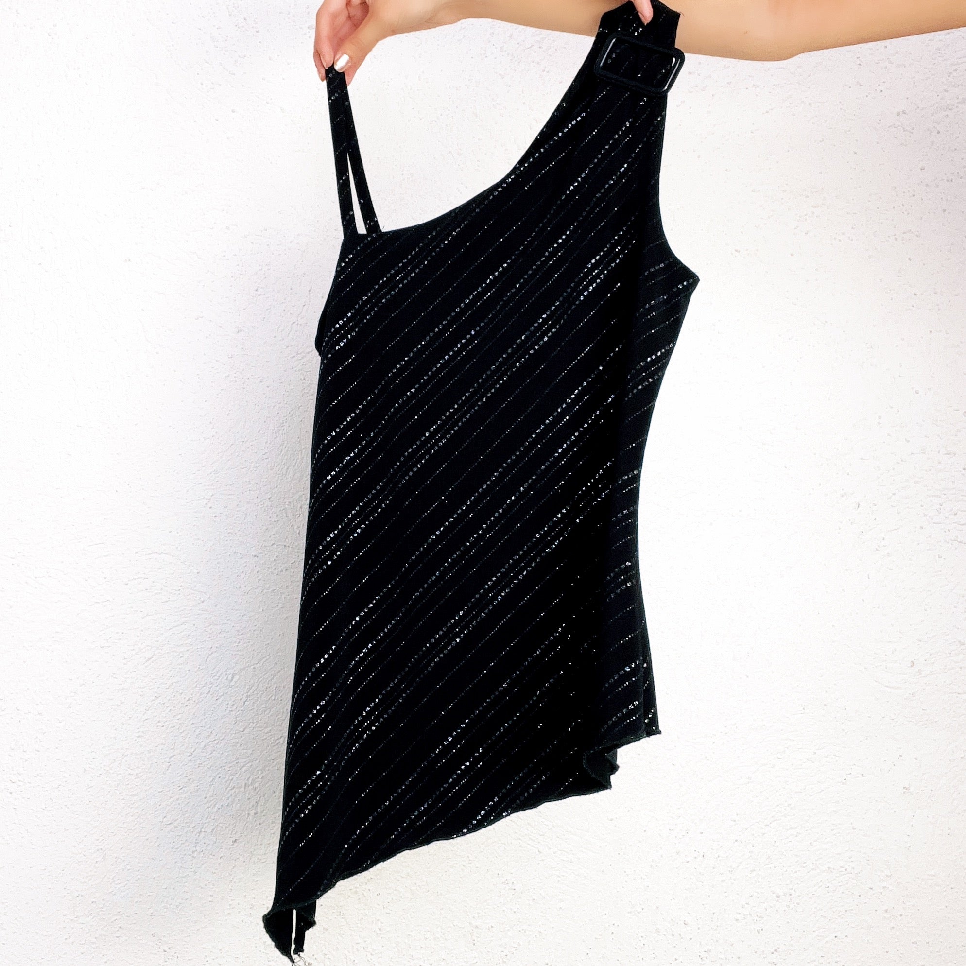 90s Sparkly Black Asymmetrical Top (S)