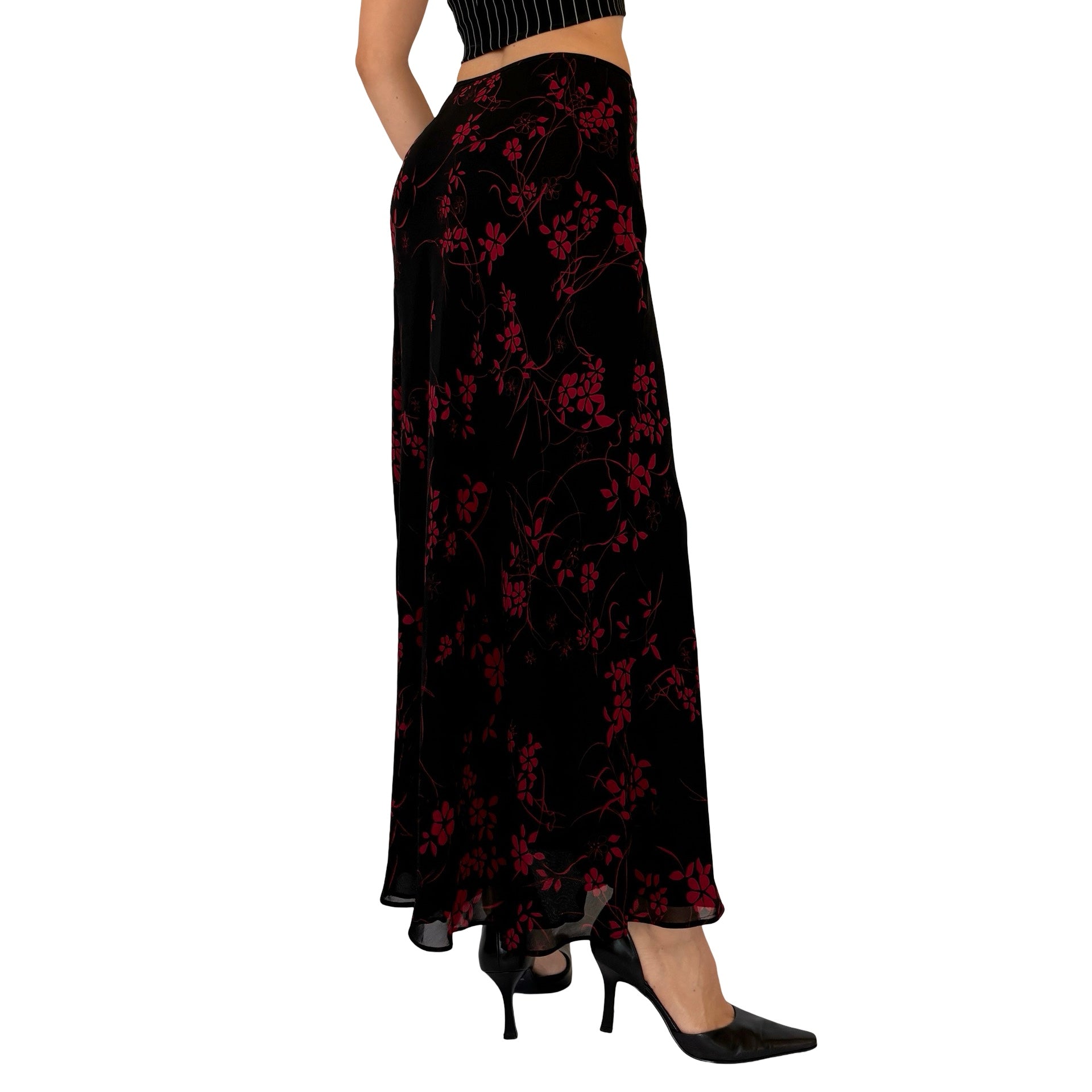 90s Floral Maxi Skirt (XS/S)