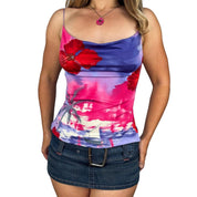 90s Backless Hibiscus Top (M)