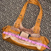 Vintage Monogram Print Statement Buckle Bag