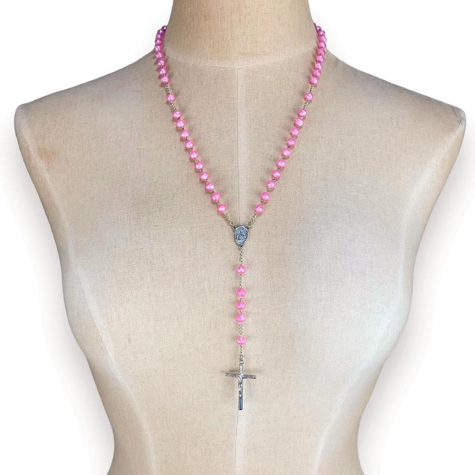 Vintage Pink Pearl Rosary