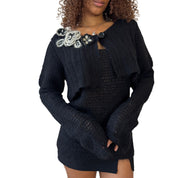 Italian Vintage Crochet-knit Tank & Cardigan (M/L)