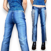 2000s Fishnet Cutout Flare Jeans (XS)