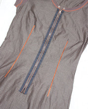 Vintage Cop Copine Pinstripe Zipper Dress (S)
