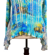 Y2K Satin & Lace Ocean Print Blouse (XL)