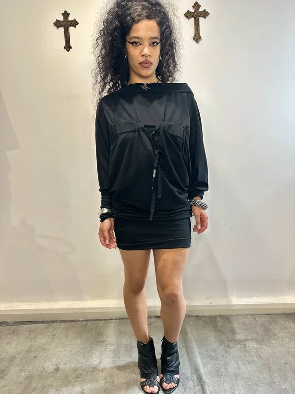 Vintage Cop Copine Asymmetrical Batwing Mini Dress (S/M)