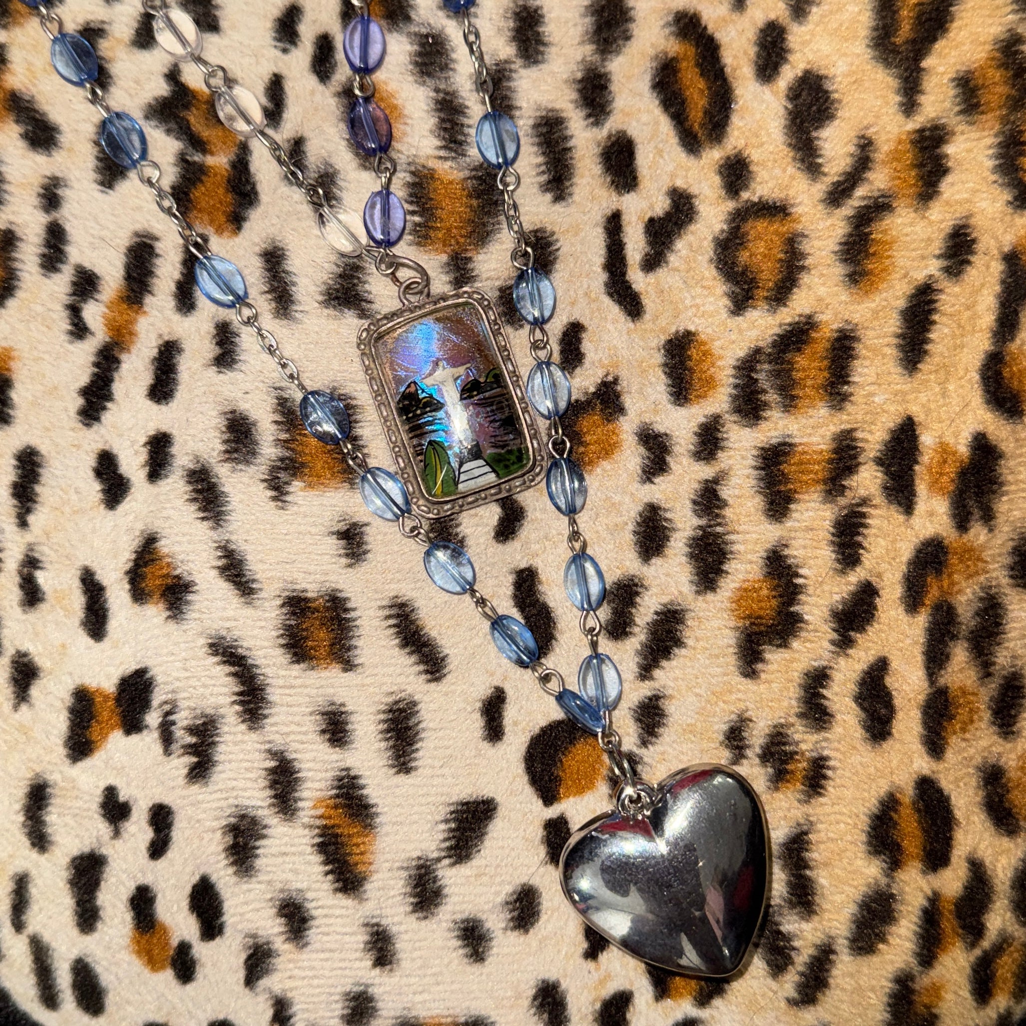 Preserved Butterfly Wing Rosary Necklace