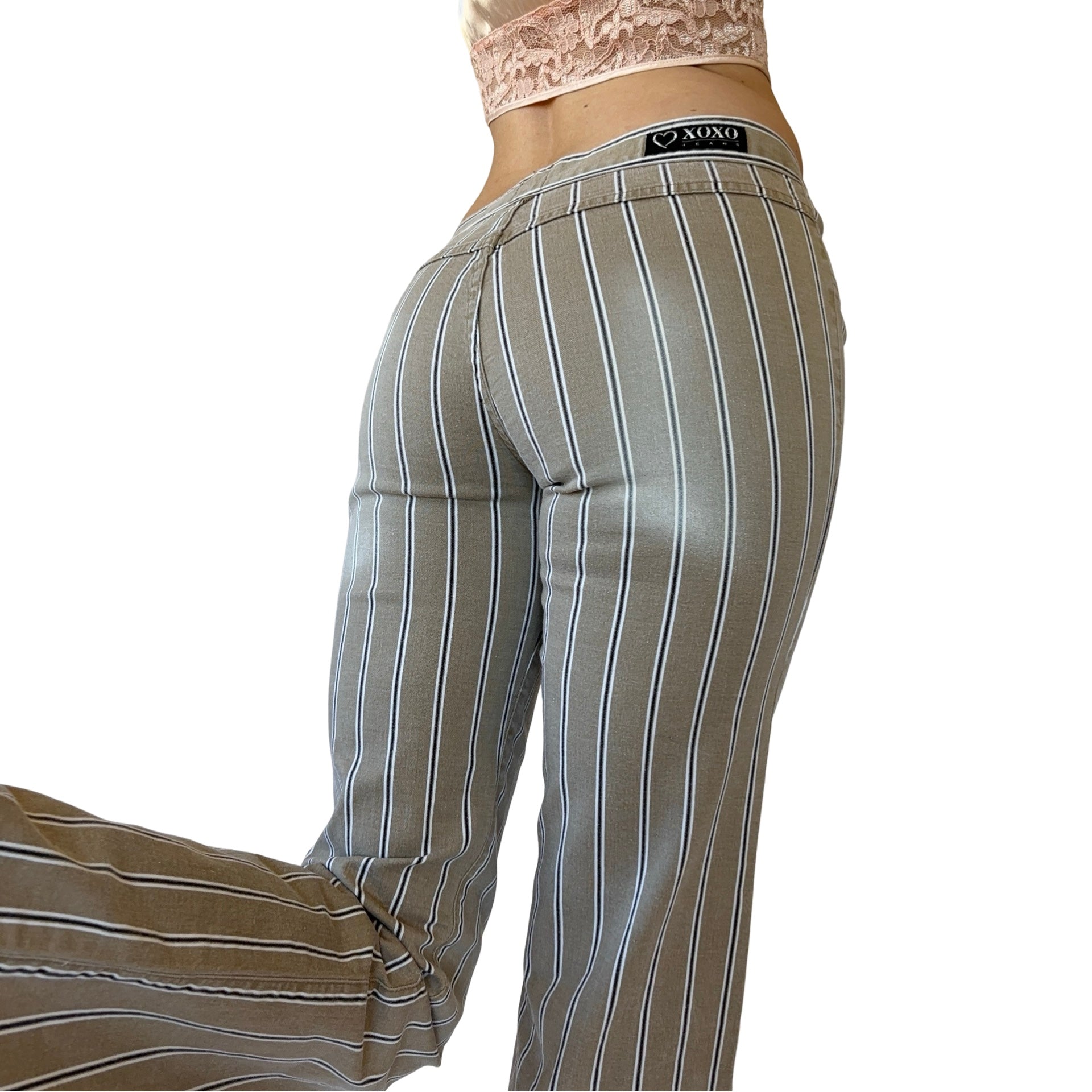 90s Nude Stripe Flares (XS)