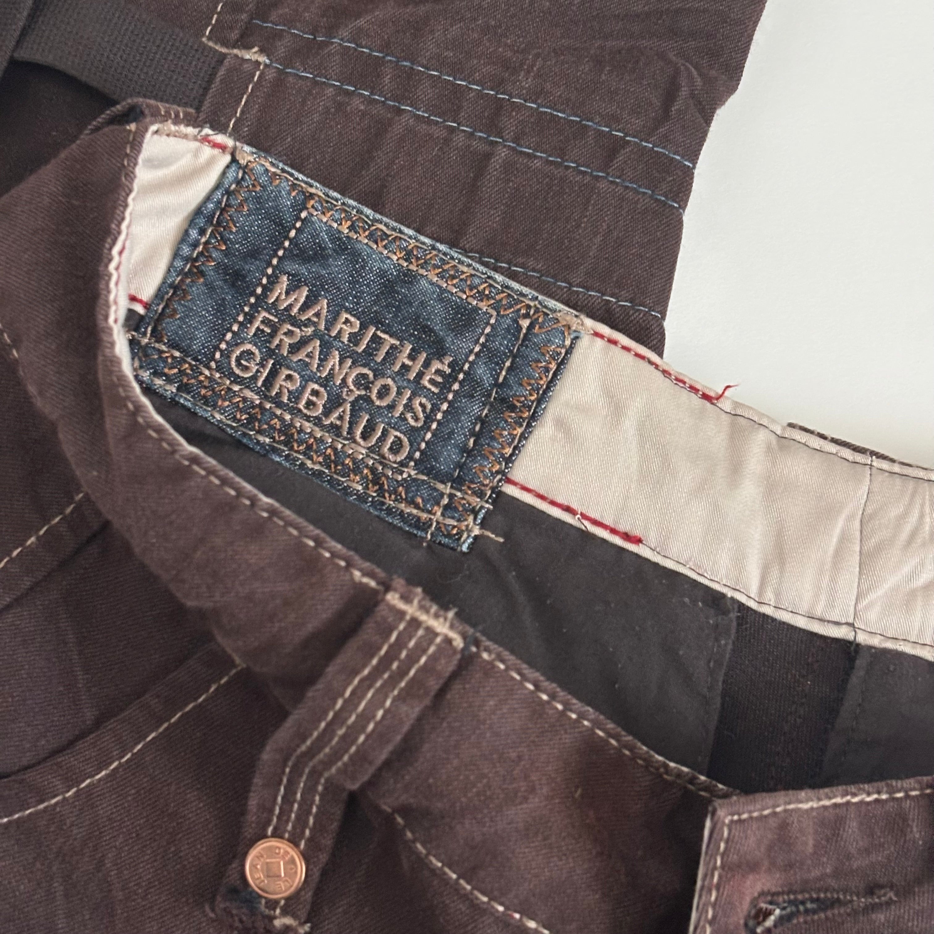 Marithe Francois Girbaud Low Rise Brown Flared Cropped Pants (XS)
