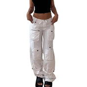 Vintage White Cargo Parachute Pants (S) ⠀