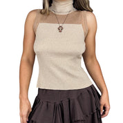 90s Silk Knit Sleeveless Turtleneck (S/M)