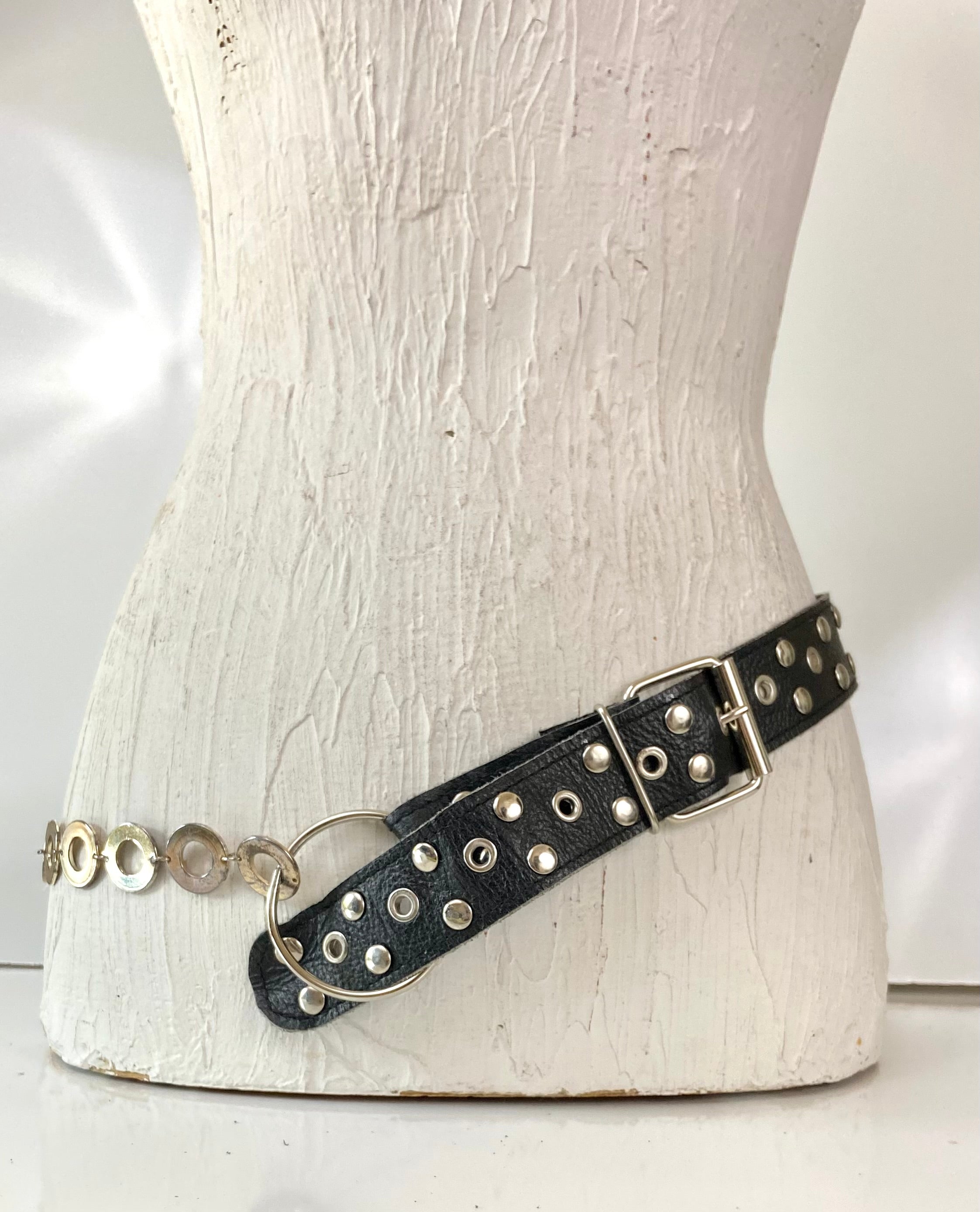 Black and Silver Chain Belt